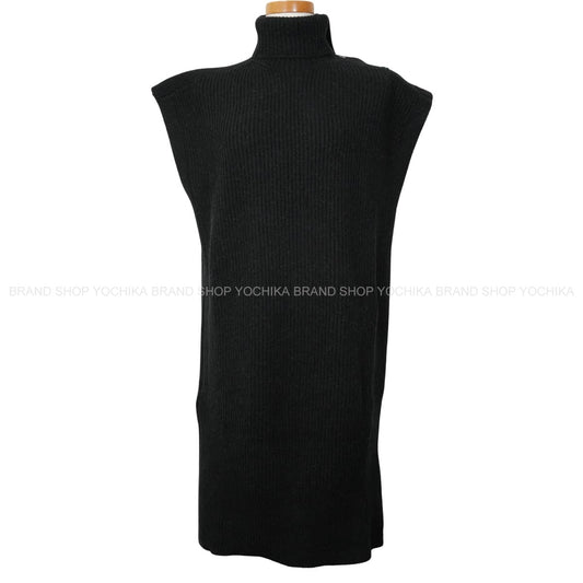 HERMES One‐piece dress Sleeveless knit Side Sellier Button Noir (Black) Camel #34[EXCELLENT][Authentic]
