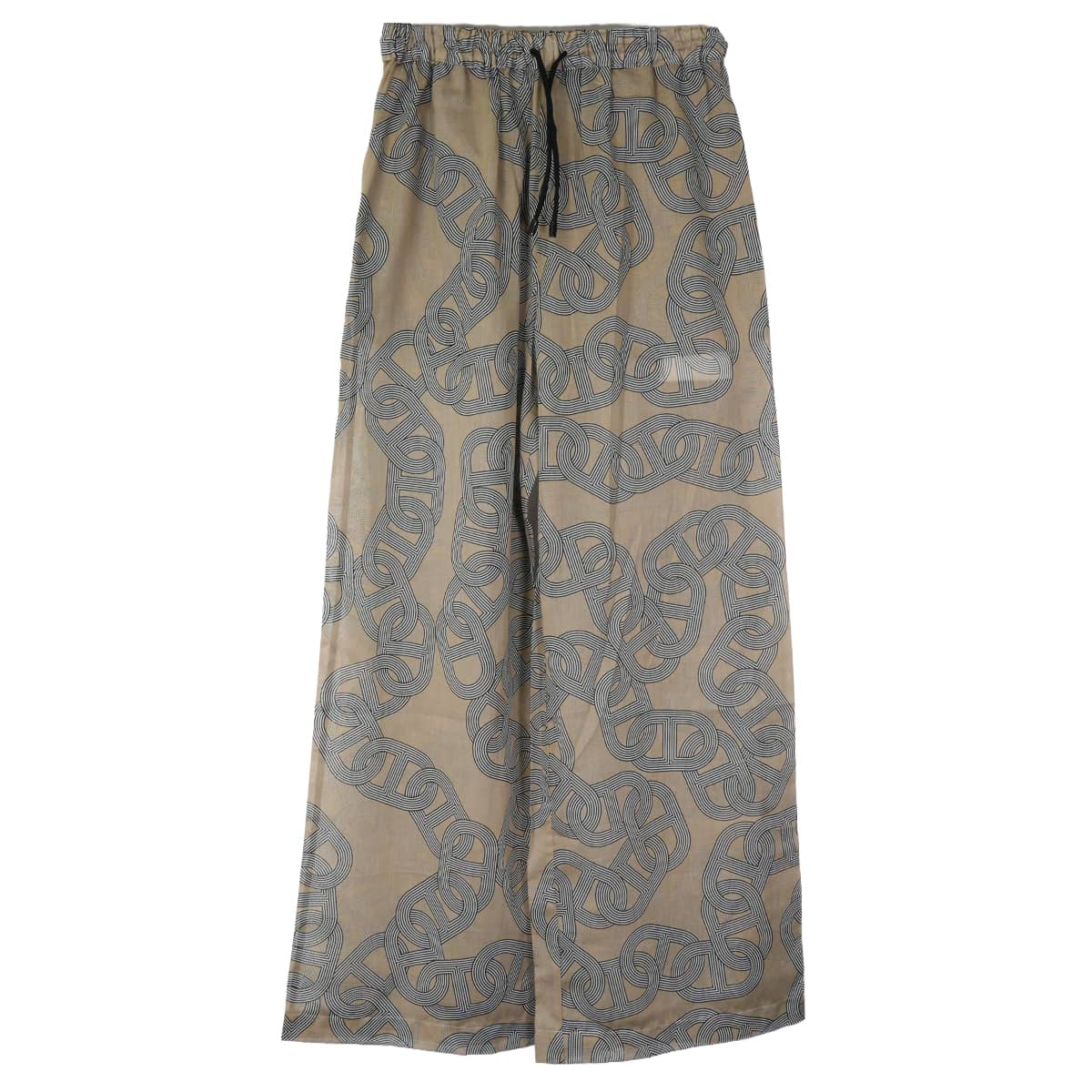 HERMES Pants Beach CIRCUIT 24 FAUBOURG Blanc (White)/Beige Cotton #34[EXCELLENT][Authentic]