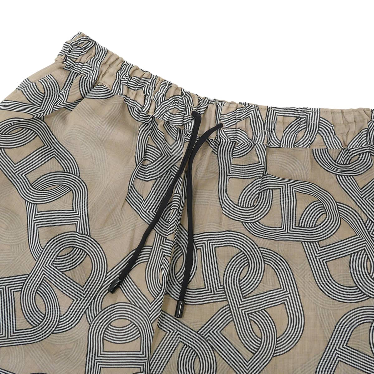 HERMES Pants Beach CIRCUIT 24 FAUBOURG Blanc (White)/Beige Cotton #34[EXCELLENT][Authentic]