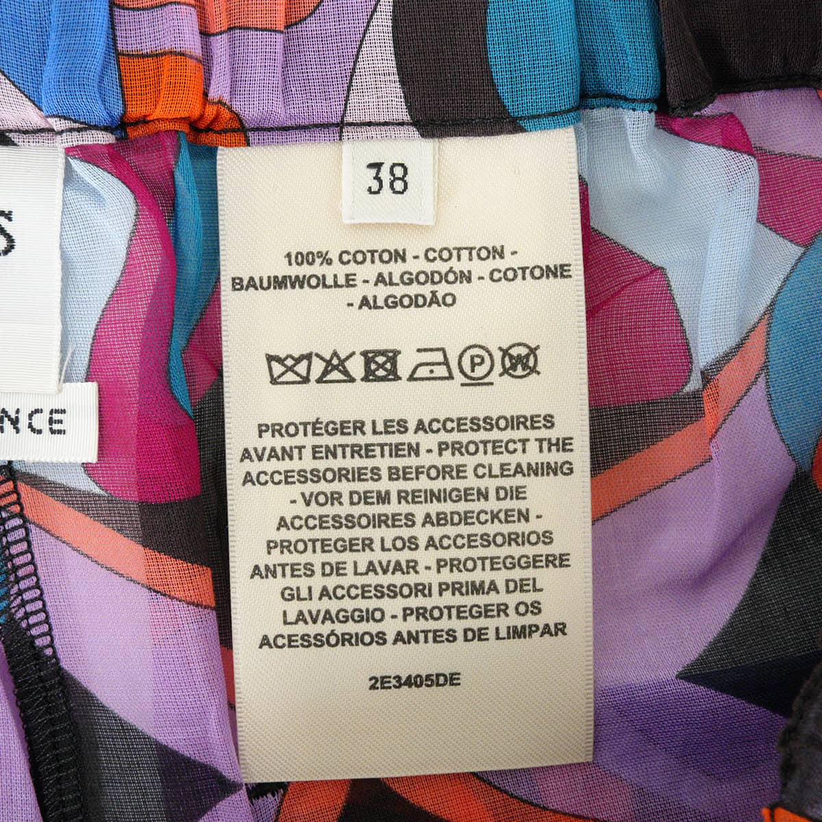 HERMES Pants Pants FleursMiroirHRondRose Sorbet Cotton100% #38 H2E3405DE3L[EXCELLENT][Authentic]