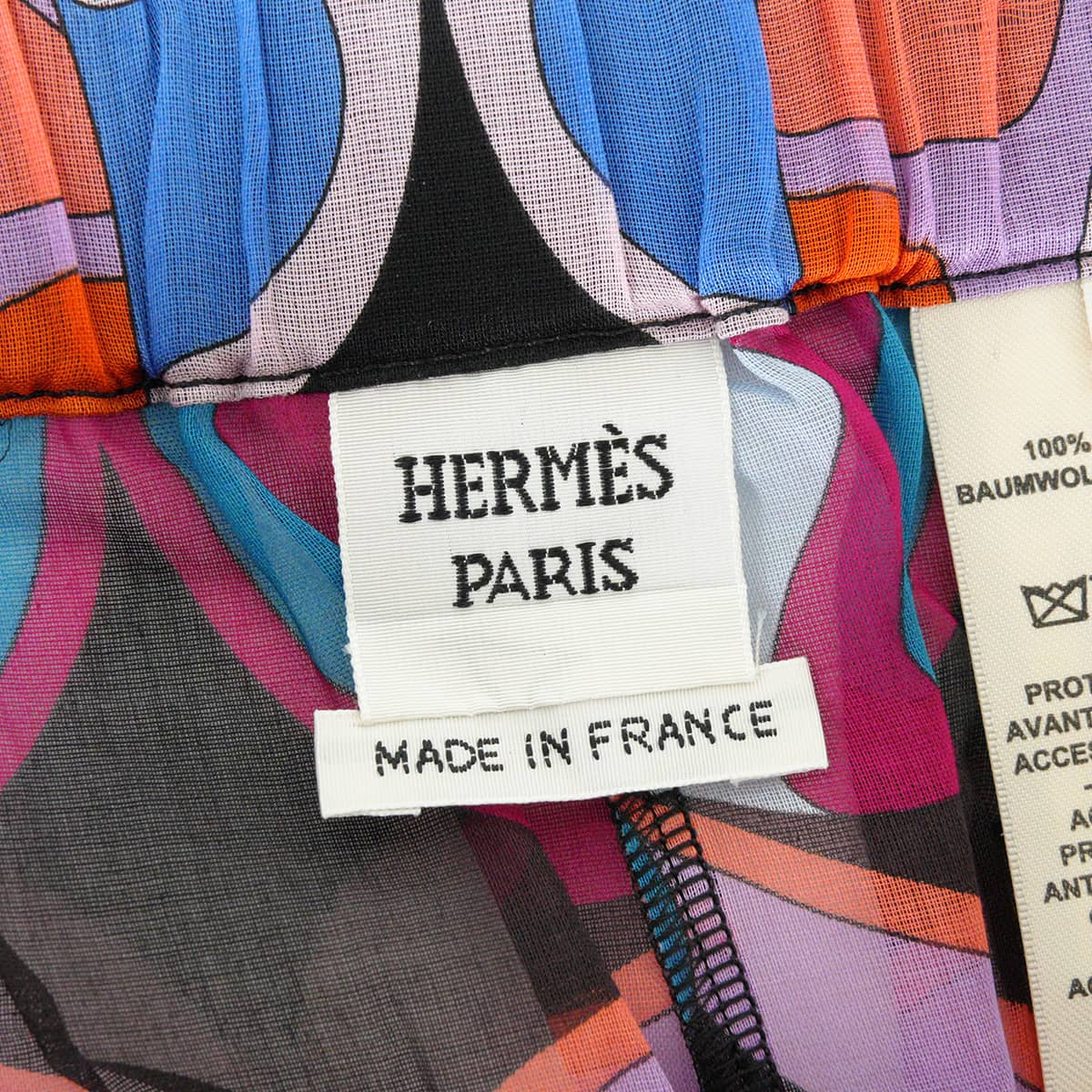 HERMES Pants Pants FleursMiroirHRondRose Sorbet Cotton100% #38 H2E3405DE3L[EXCELLENT][Authentic]