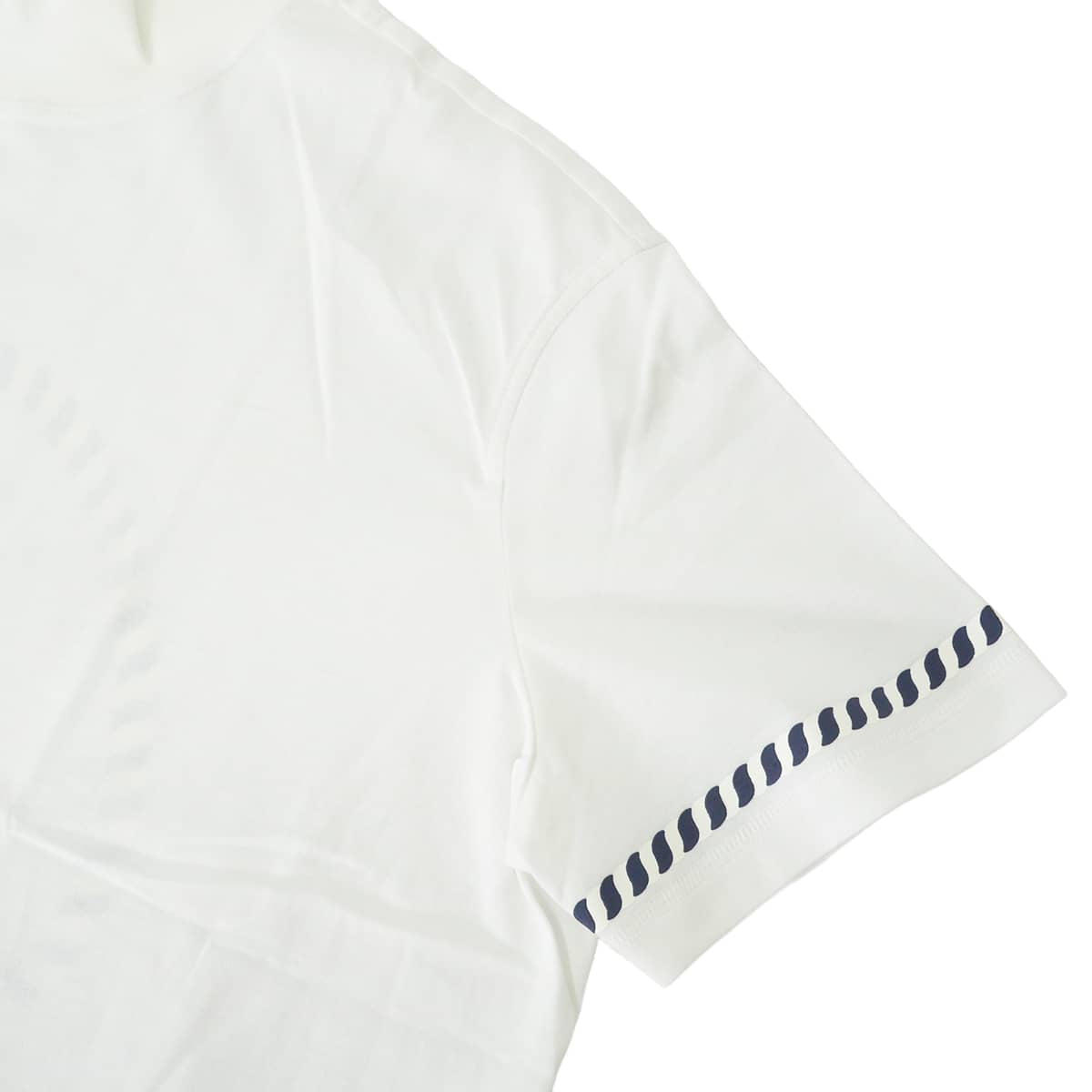 2023SS HERMES Short sleeve t shirt Canoe mock neck Chaine d'Ancre Blanc (White)/Marine Cotton100% #38 3E4621DL[EXCELLENT][Authentic]