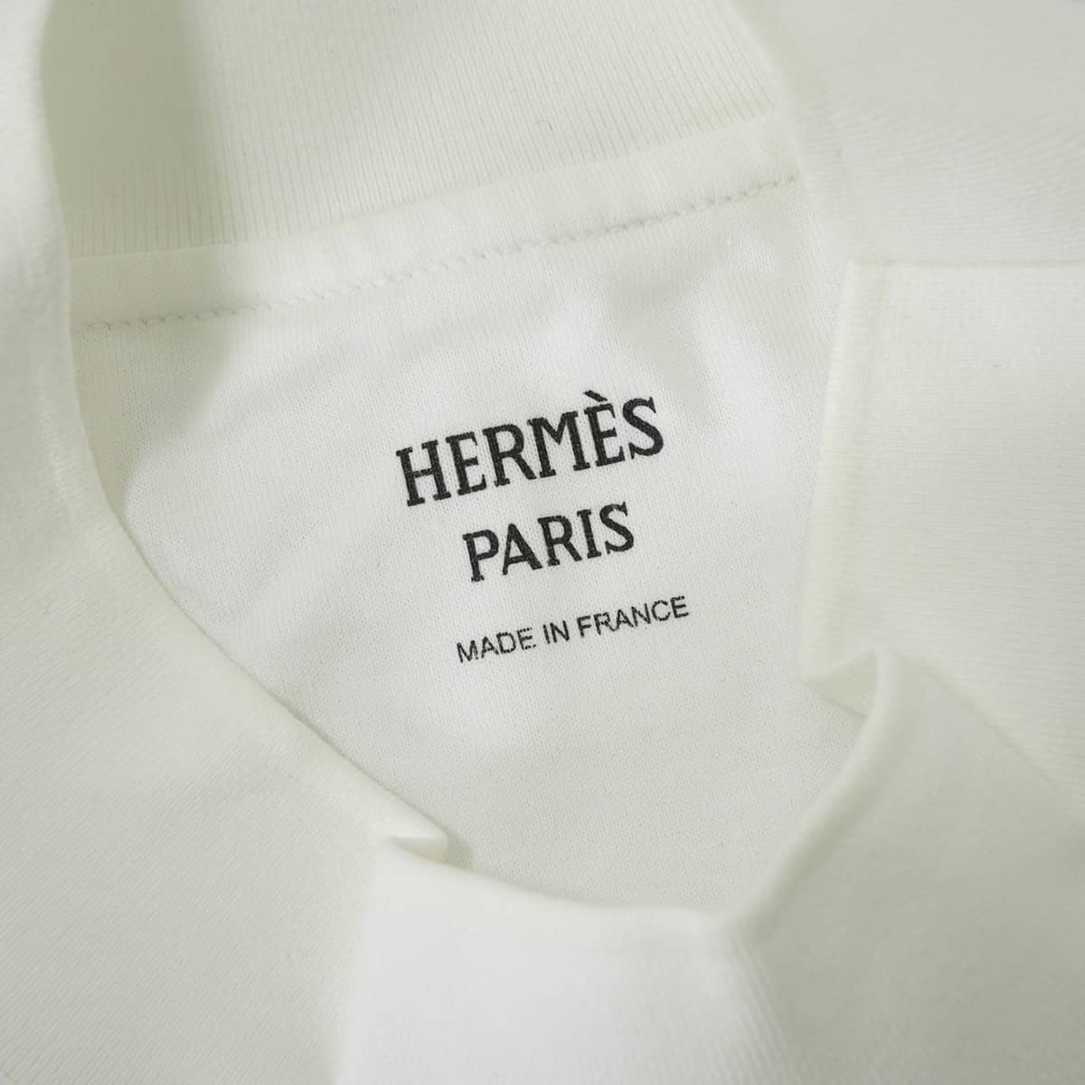 2023SS HERMES Short sleeve t shirt Canoe mock neck Chaine d'Ancre Blanc (White)/Marine Cotton100% #38 3E4621DL[EXCELLENT][Authentic]