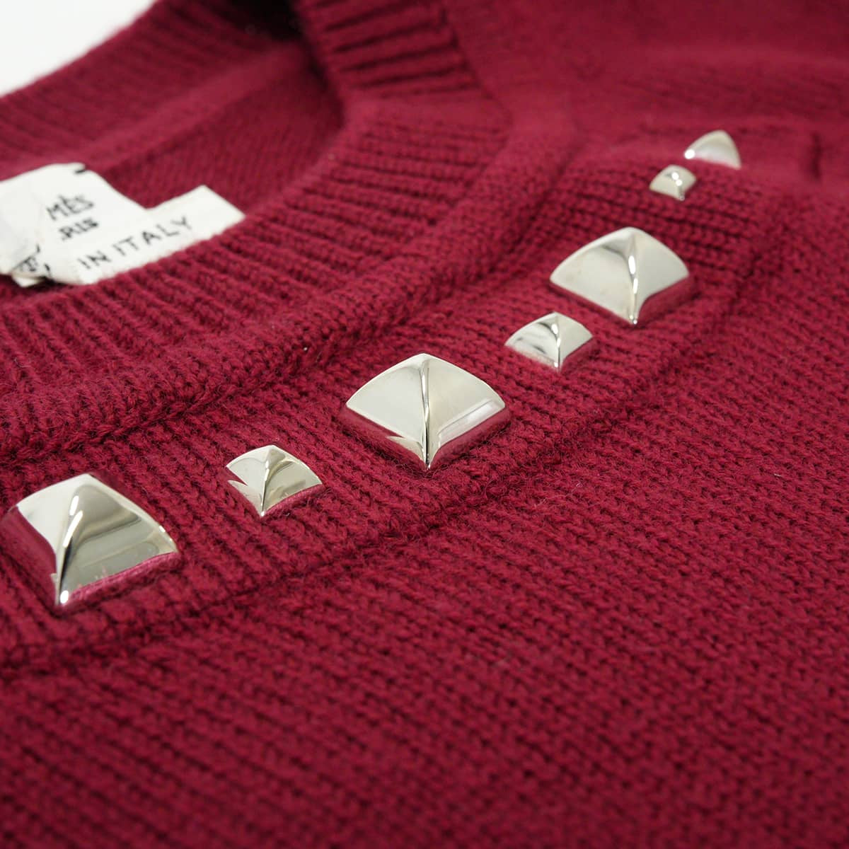 2021 HERMES Knit Short-sleeved MedorRouge Jupiter Virgin Wool ＃38 Silver HW 1H2643D9Q[EXCELLENT][Authentic]