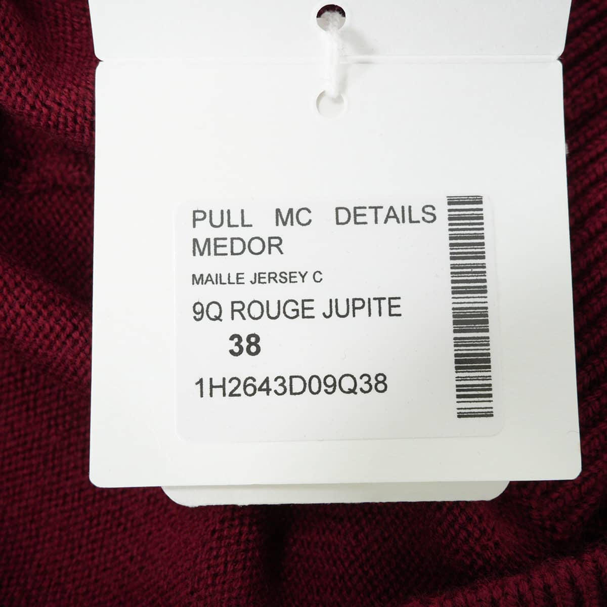 2021 HERMES Knit Short-sleeved MedorRouge Jupiter Virgin Wool ＃38 Silver HW 1H2643D9Q[EXCELLENT][Authentic]