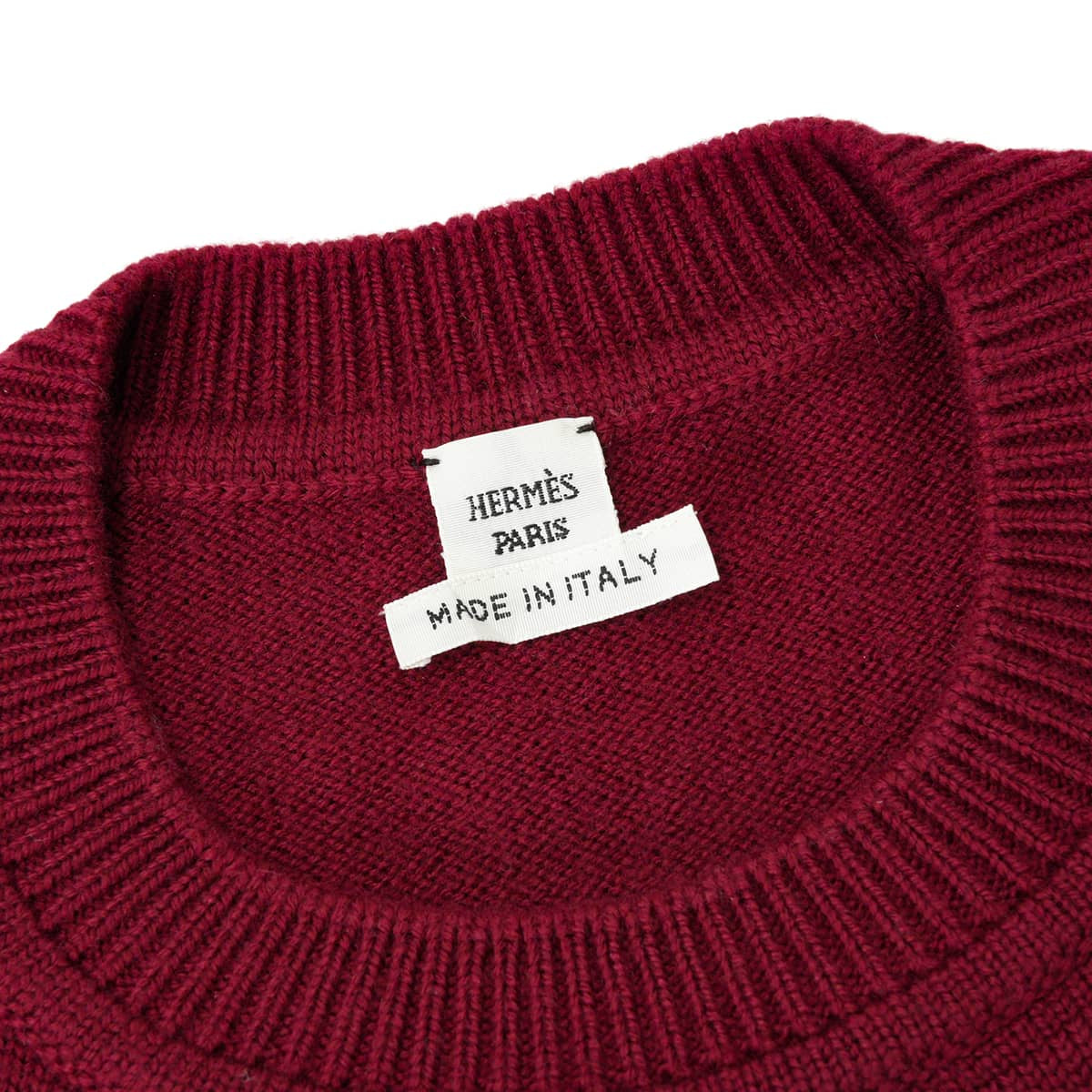 2021 HERMES Knit Short-sleeved MedorRouge Jupiter Virgin Wool ＃38 Silver HW 1H2643D9Q[EXCELLENT][Authentic]