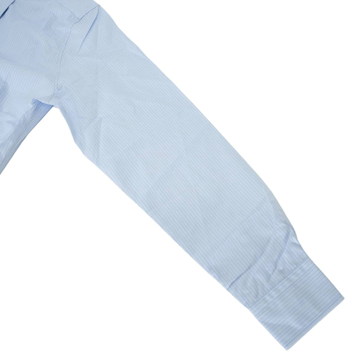 HERMES Long sleeve shirt Men's dress shirt Stripe H logo Blue Cotton100% #42 Silver HW[EXCELLENT][Authentic]