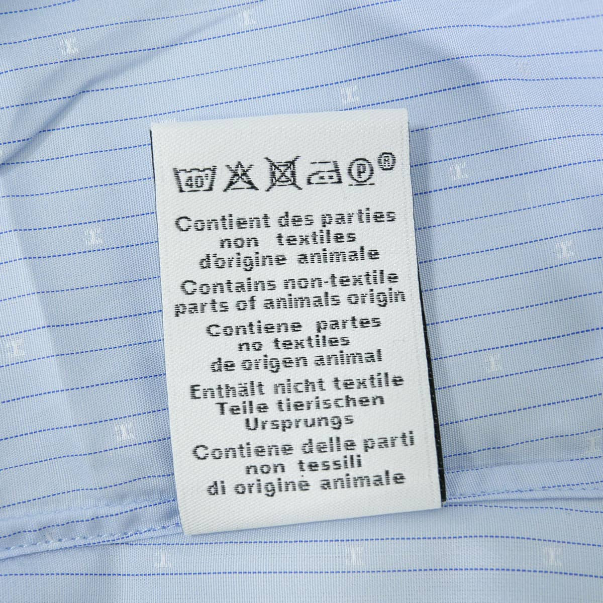 HERMES Long sleeve shirt Men's dress shirt Stripe H logo Blue Cotton100% #42 Silver HW[EXCELLENT][Authentic]