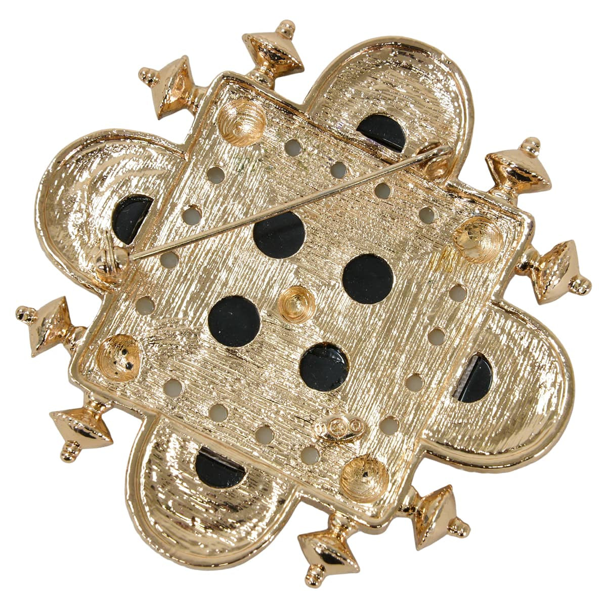 [Pre-loved] CHANEL broach Metal Square Gripoix Noir (Black)/Ivory/Gold Gold HW[LIKE NEW][Authentic]