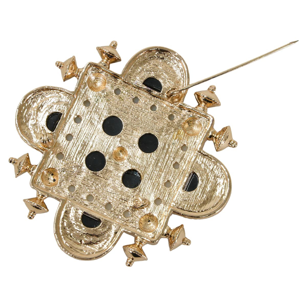 [Pre-loved] CHANEL broach Metal Square Gripoix Noir (Black)/Ivory/Gold Gold HW[LIKE NEW][Authentic]