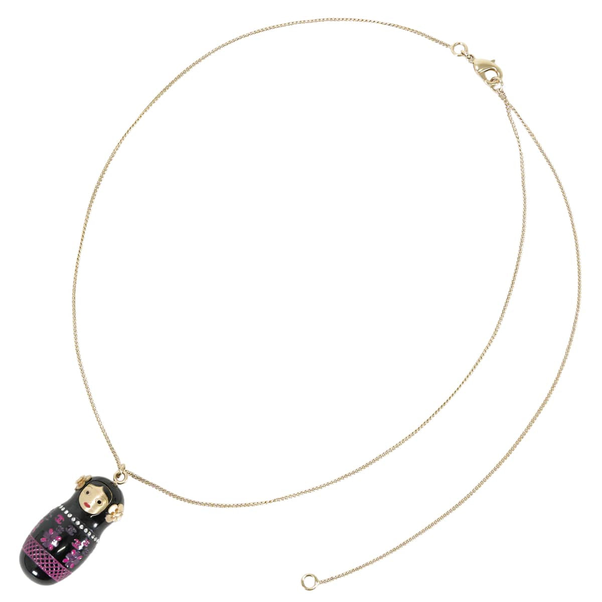 [Pre-loved] 2009 Limited Paris-Moscow Metiers d'Art Collection CHANEL necklace Matryoshka Noir (Black)/Purple/Gold Metal/Plastic/Rhinestone Gold HW[LIKE NEW][Authentic]