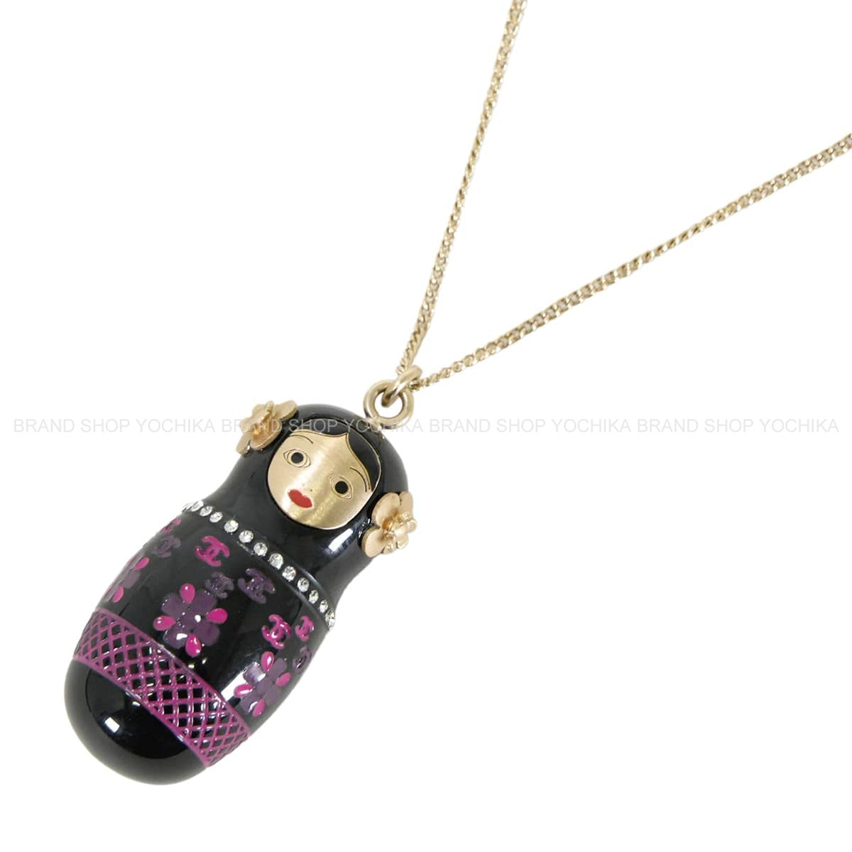 [Pre-loved] 2009 Limited Paris-Moscow Metiers d'Art Collection CHANEL necklace Matryoshka Noir (Black)/Purple/Gold Metal/Plastic/Rhinestone Gold HW[LIKE NEW][Authentic]
