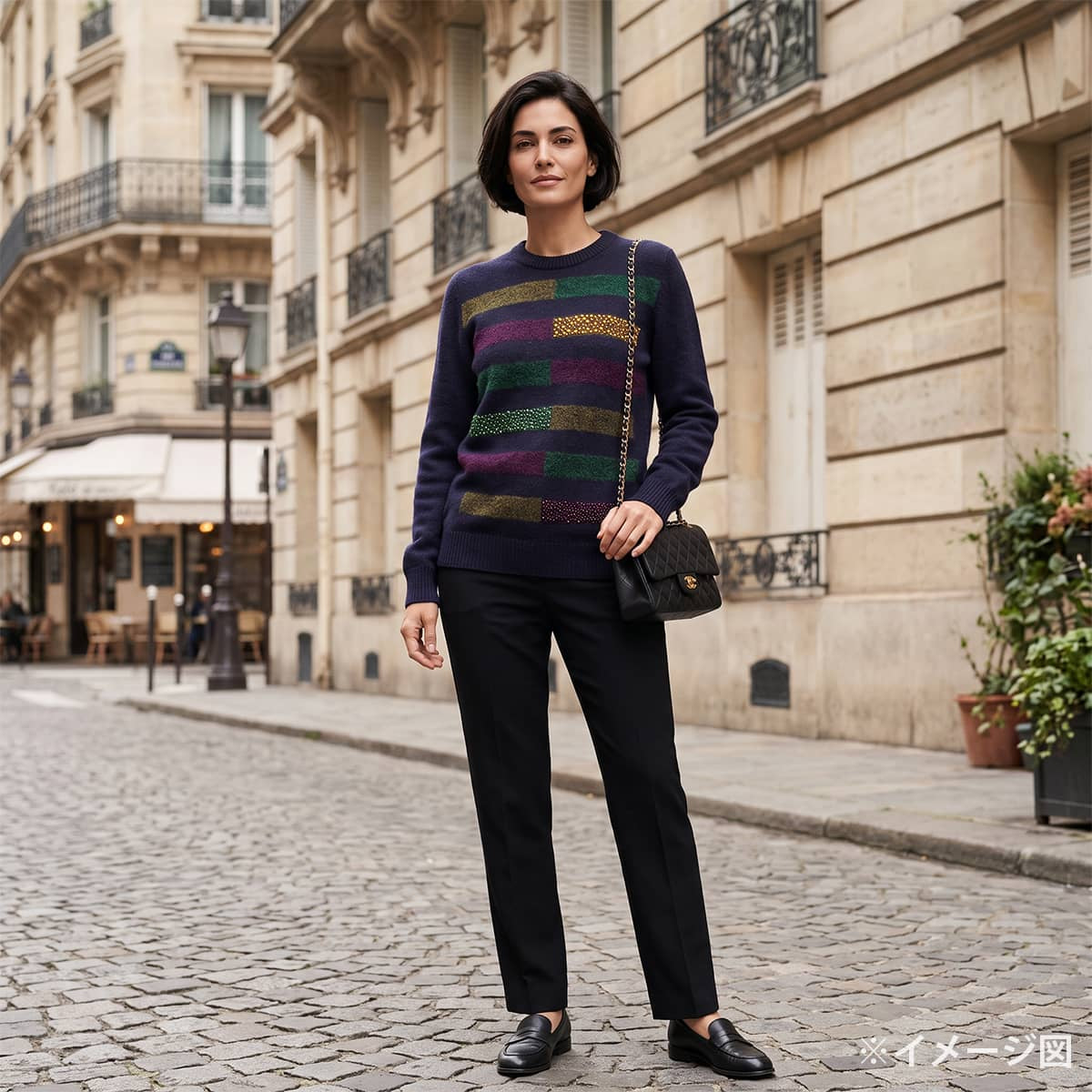 CHANEL Knit Pullover Border Multicolor Wool/Polyester/Nylon/Beads #38 P44956[EXCELLENT][Authentic]