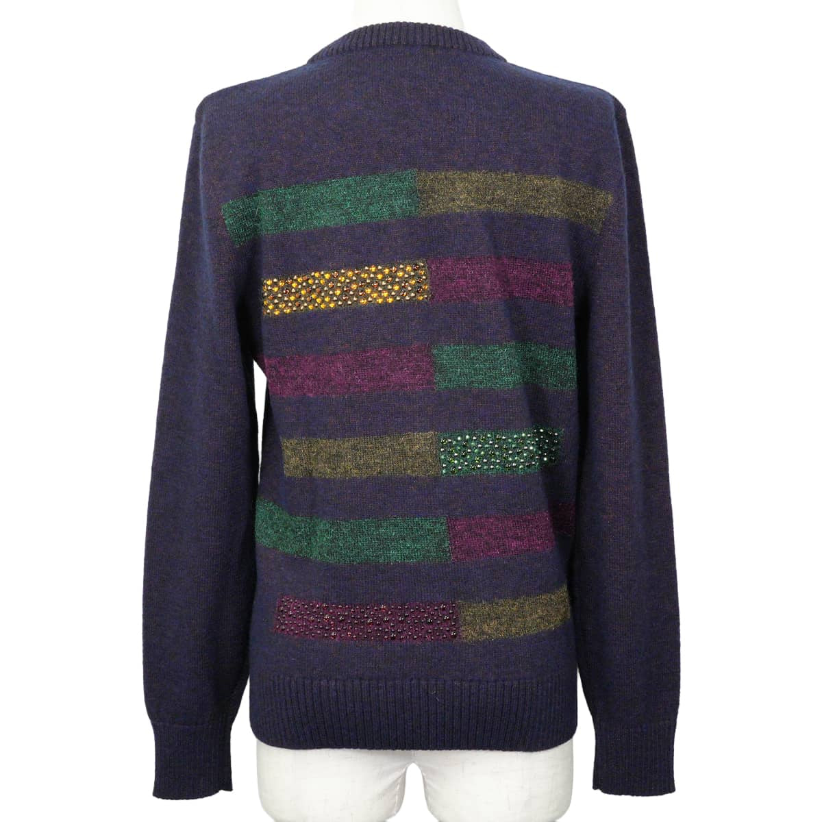 CHANEL Knit Pullover Border Multicolor Wool/Polyester/Nylon/Beads #38 P44956[EXCELLENT][Authentic]