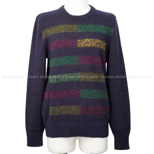CHANEL Knit Pullover Border Multicolor Wool/Polyester/Nylon/Beads #38 P44956[EXCELLENT][Authentic]