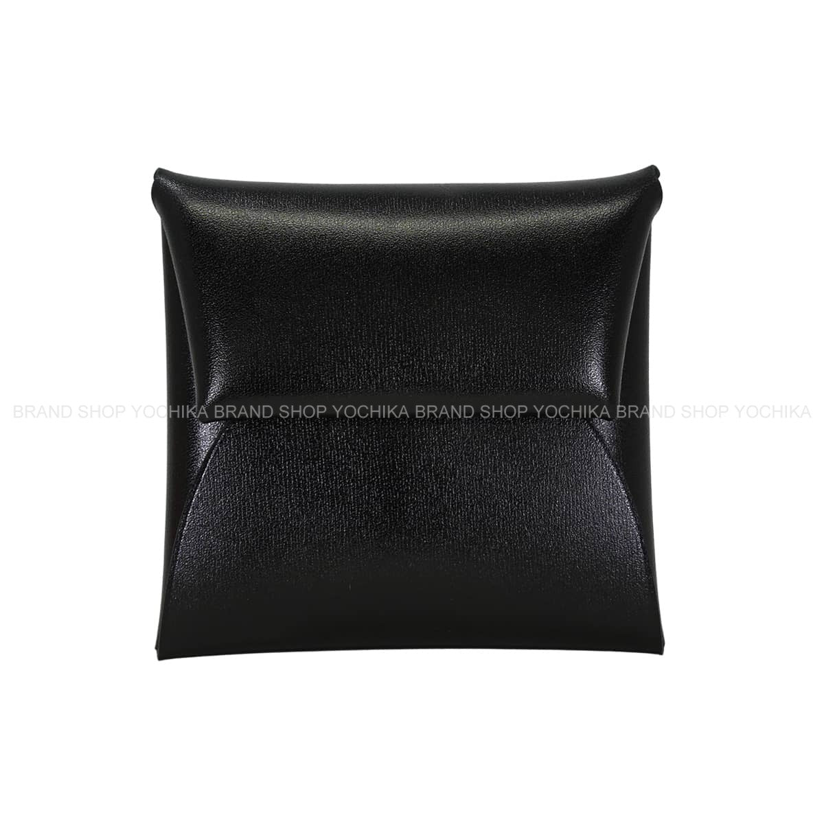 HERMES change purse Bastia Noir (Black) Box Calf Silver HW Stamp K[EXCELLENT][Authentic]