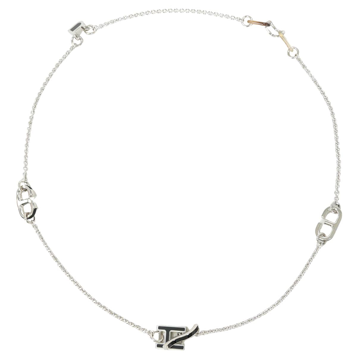 HERMES necklace alphabet Noir (Black) Lacquer/Veau Swift/Buffalo Horn Silver HW[BRAND NEW][Authentic]