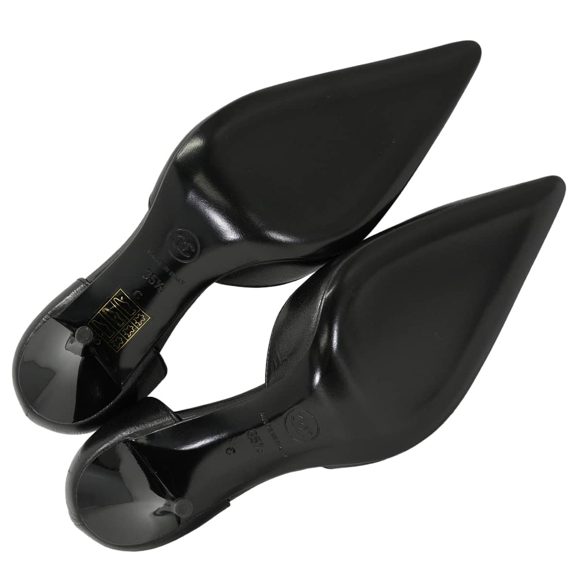 2019-20AW CHANEL pumps COCO Mark logo Round plate Pointed Toe Separate Noir (Black) #35.5 G35338[EXCELLENT][Authentic]