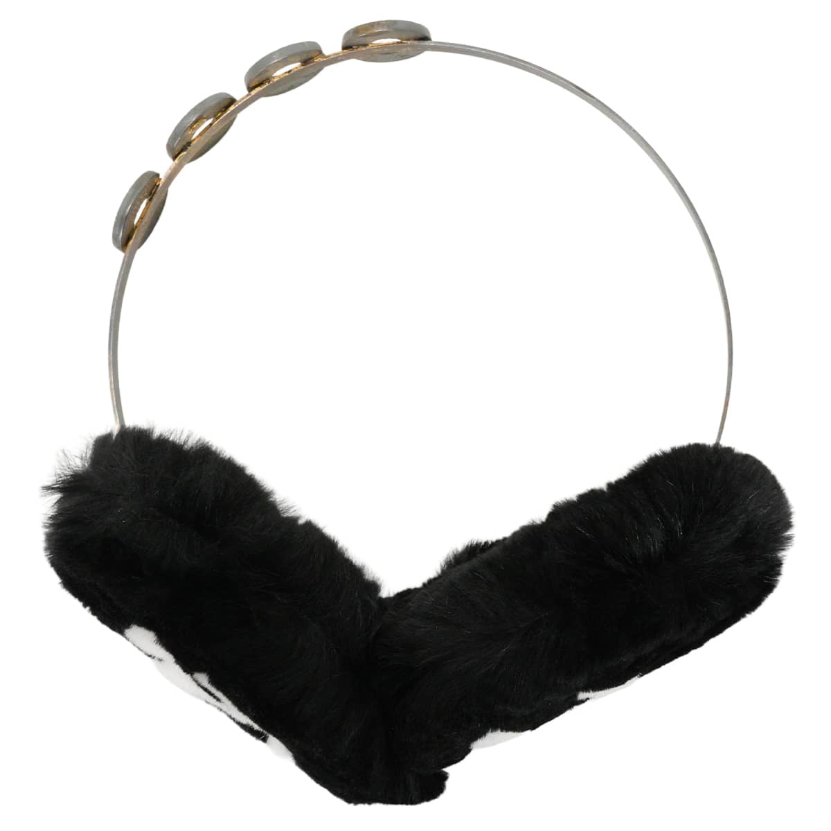[Pre-loved] 2001AW CHANEL ear protectors Vintage Pearl COCO Mark Fur Noir (Black)/Blanc (White) Lapin A17515[USED A][Authentic]