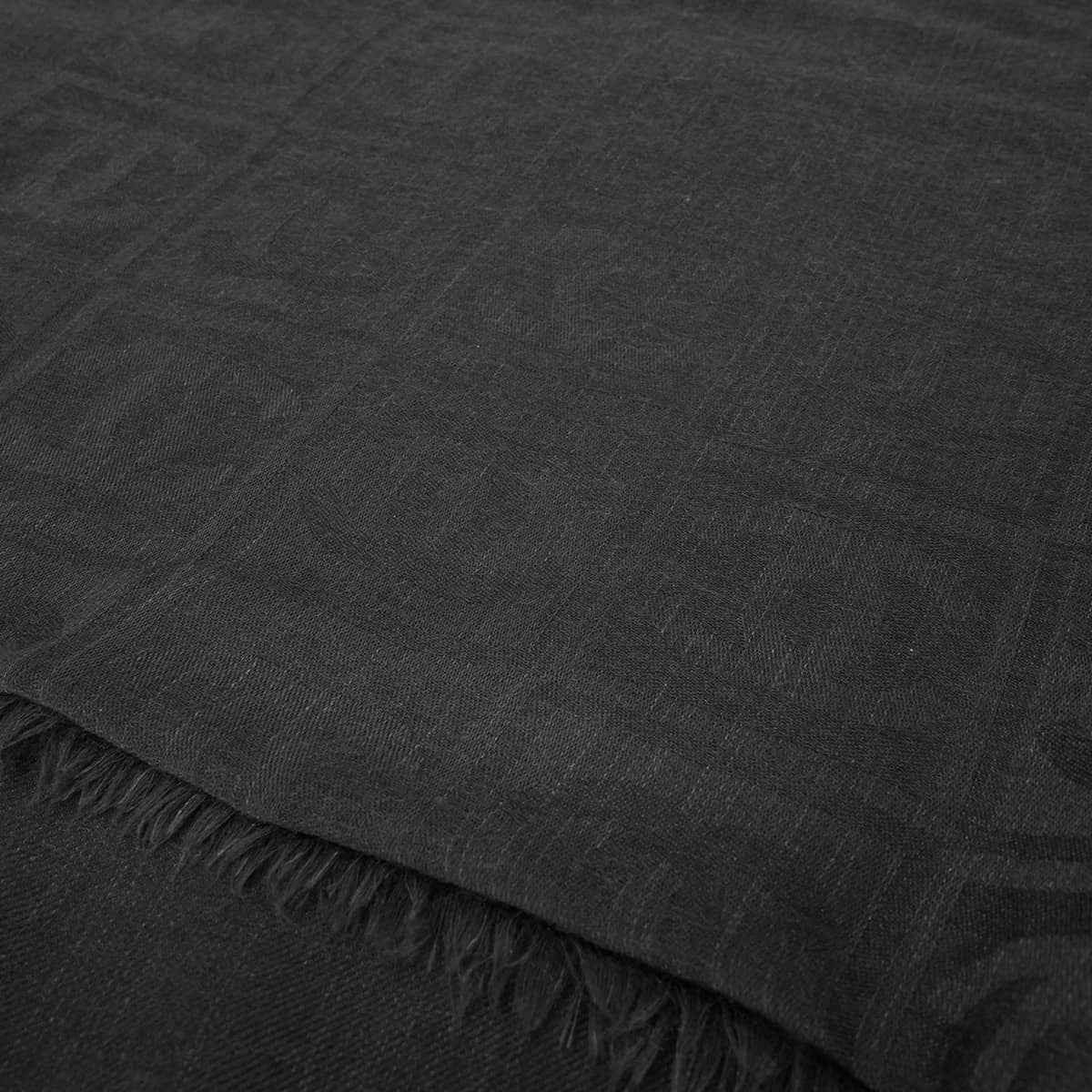 [Pre-loved] CHANEL Stall Large size COCO Mark Noir (Black)Charcoal Gray Cashmere/Silk[LIKE NEW][Authentic]