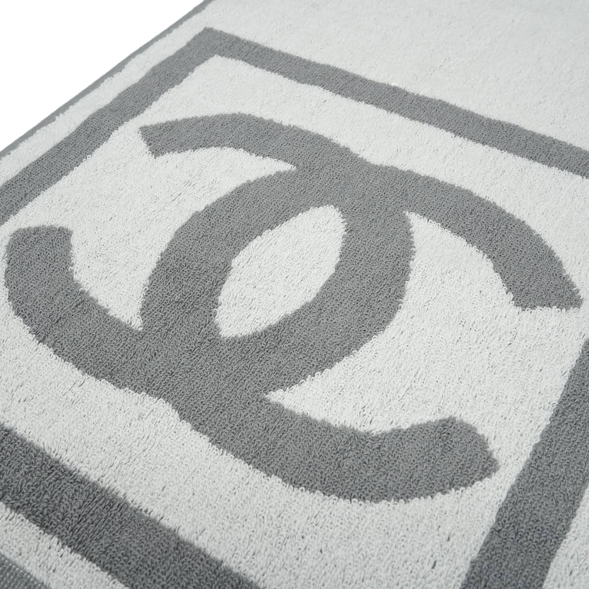 CHANEL towel Face Sports Line COCO Mark Logo Grey/Blanc (White) Cotton[EXCELLENT][Authentic]