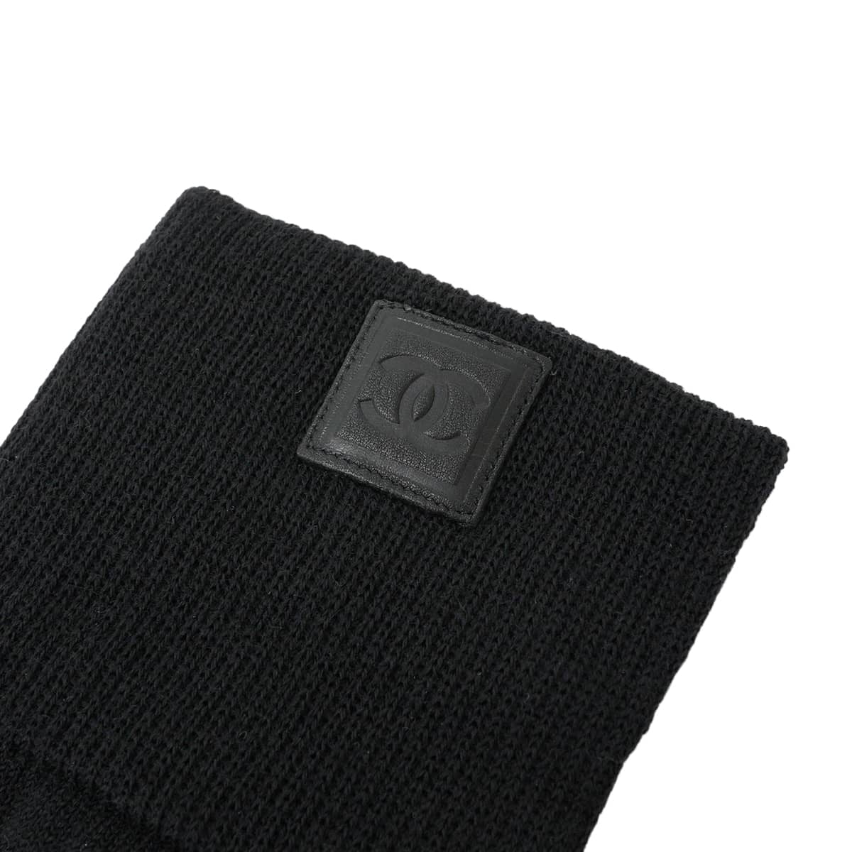 CHANEL High socks COCO Mark Sport Line Noir (Black)Light green Wool[EXCELLENT][Authentic]