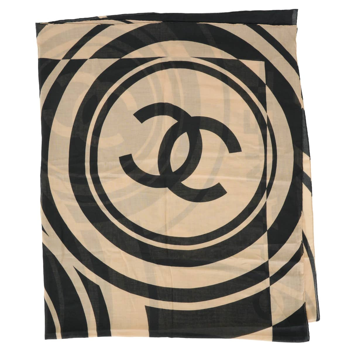 CHANEL Stall Large size COCO Mark Noir (Black)/Beige Cotton[EXCELLENT][Authentic]