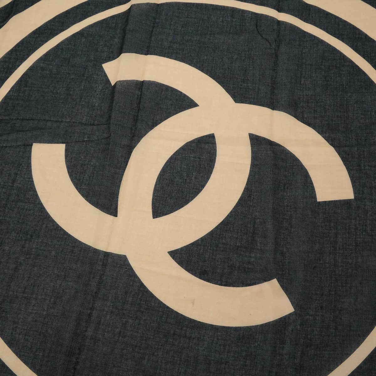 CHANEL Stall Large size COCO Mark Noir (Black)/Beige Cotton[EXCELLENT][Authentic]
