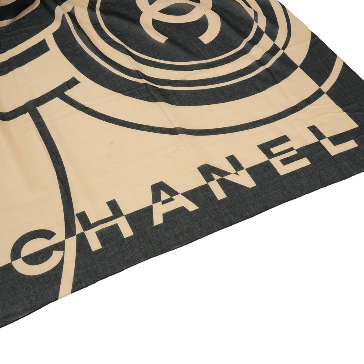 CHANEL Stall Large size COCO Mark Noir (Black)/Beige Cotton[EXCELLENT][Authentic]