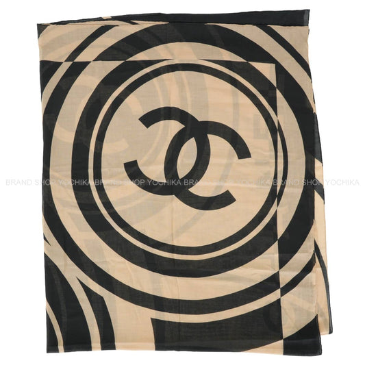 CHANEL Stall Large size COCO Mark Noir (Black)/Beige Cotton[EXCELLENT][Authentic]
