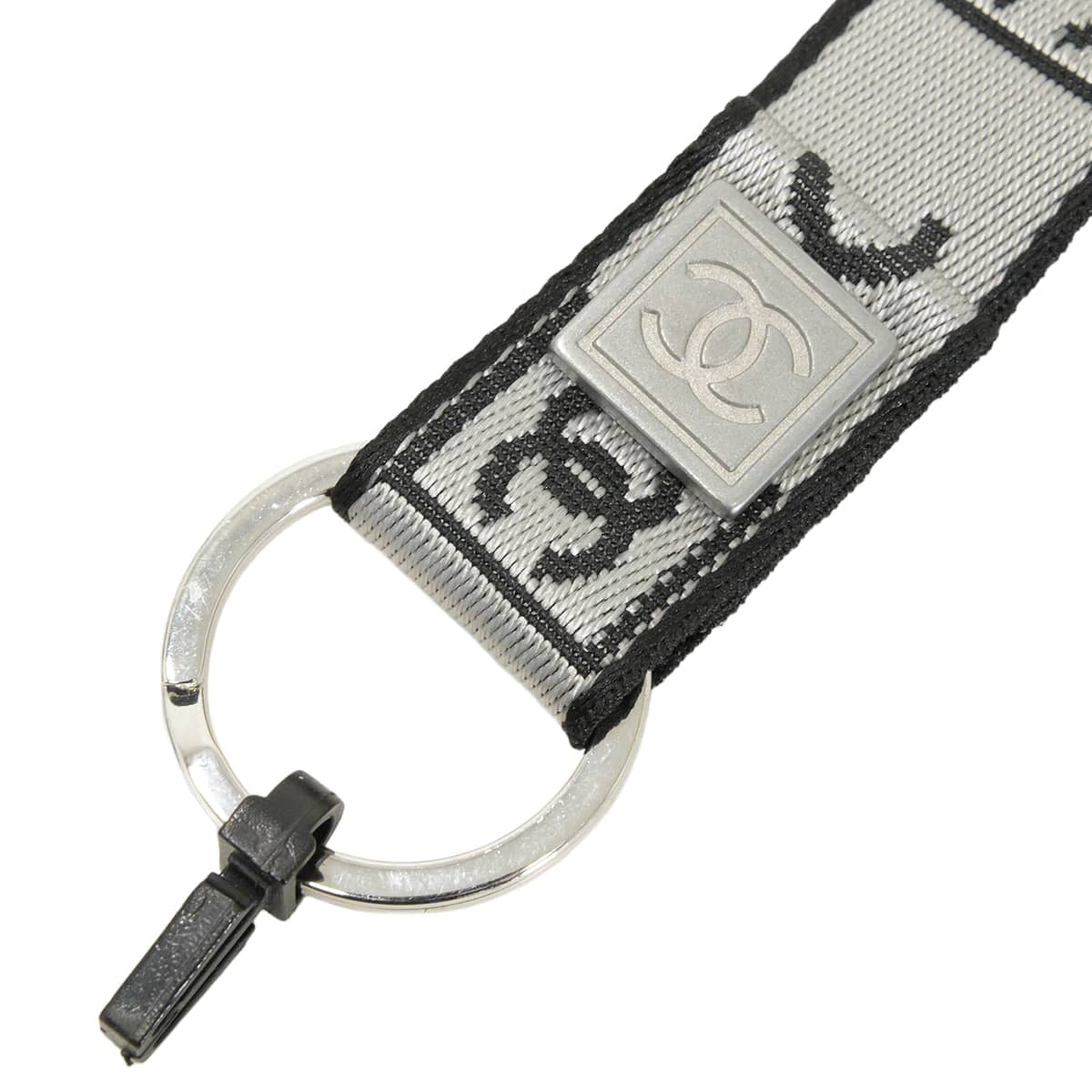 CHANEL strap Neck Sports line logo COCO Mark patch Grey/Noir (Black) Nylon Silver HW[EXCELLENT][Authentic]