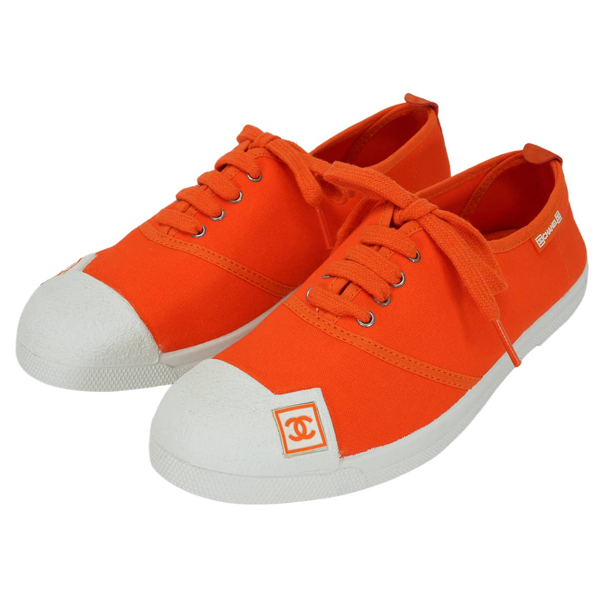 2019SS CHANEL sneakers Low-cut Sports line COCO Mark rubber patch Orange Canvas #37 G24656[EXCELLENT][Authentic]