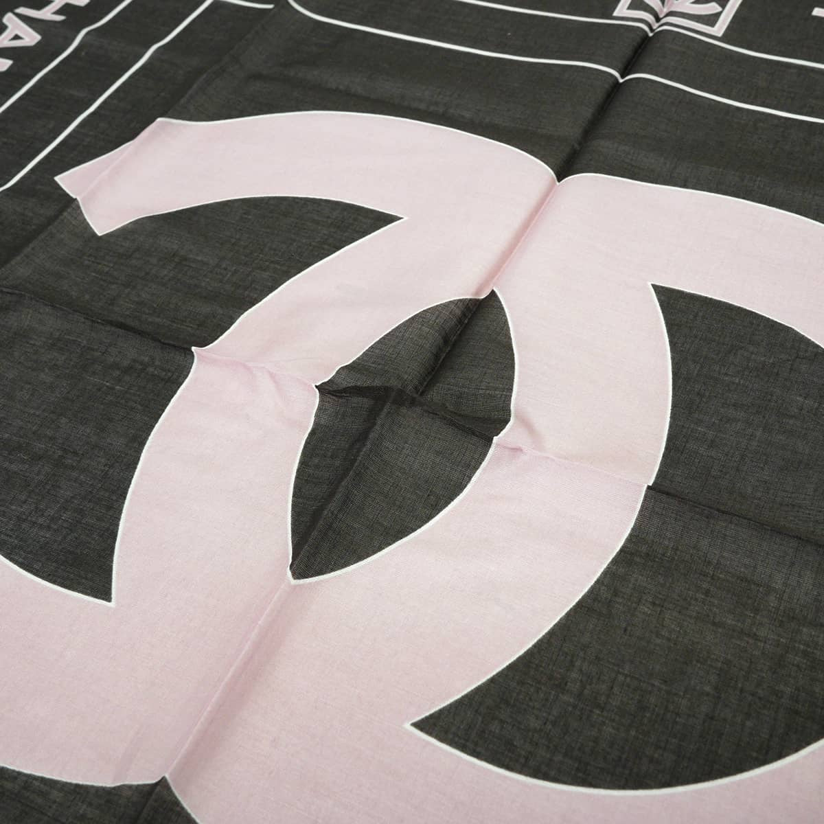 CHANEL scarf Bandana COCO Mark LogoCharcoal gray/pink Cotton[EXCELLENT][Authentic]