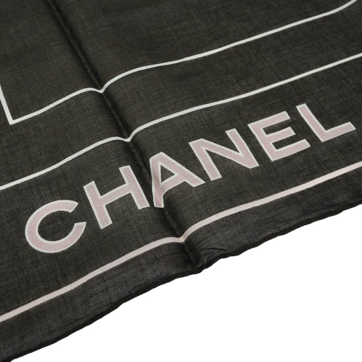 CHANEL scarf Bandana COCO Mark LogoCharcoal gray/pink Cotton[EXCELLENT][Authentic]