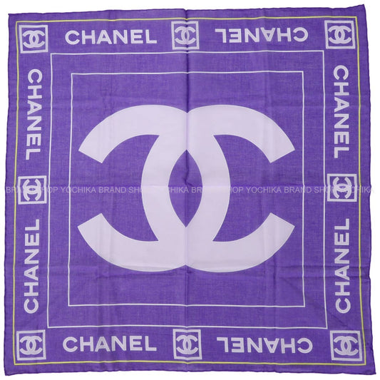 CHANEL scarf Bandana Scarf COCO Mark Logo Purple/Pink Cotton[EXCELLENT][Authentic]