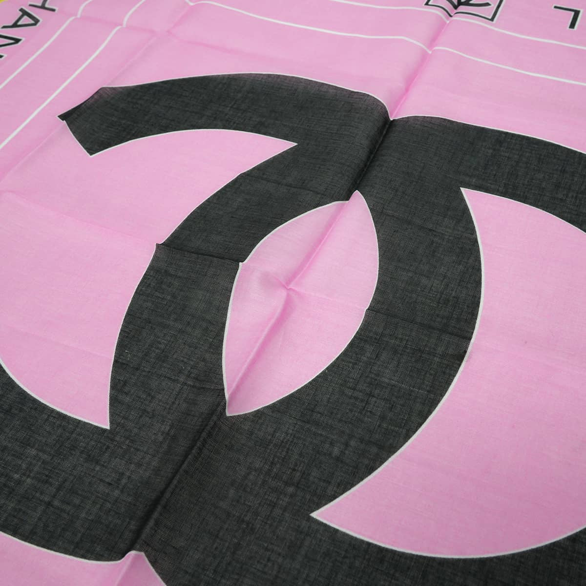 CHANEL scarf Bandana COCO Mark Logo Pink/Noir (Black) Cotton[EXCELLENT][Authentic]