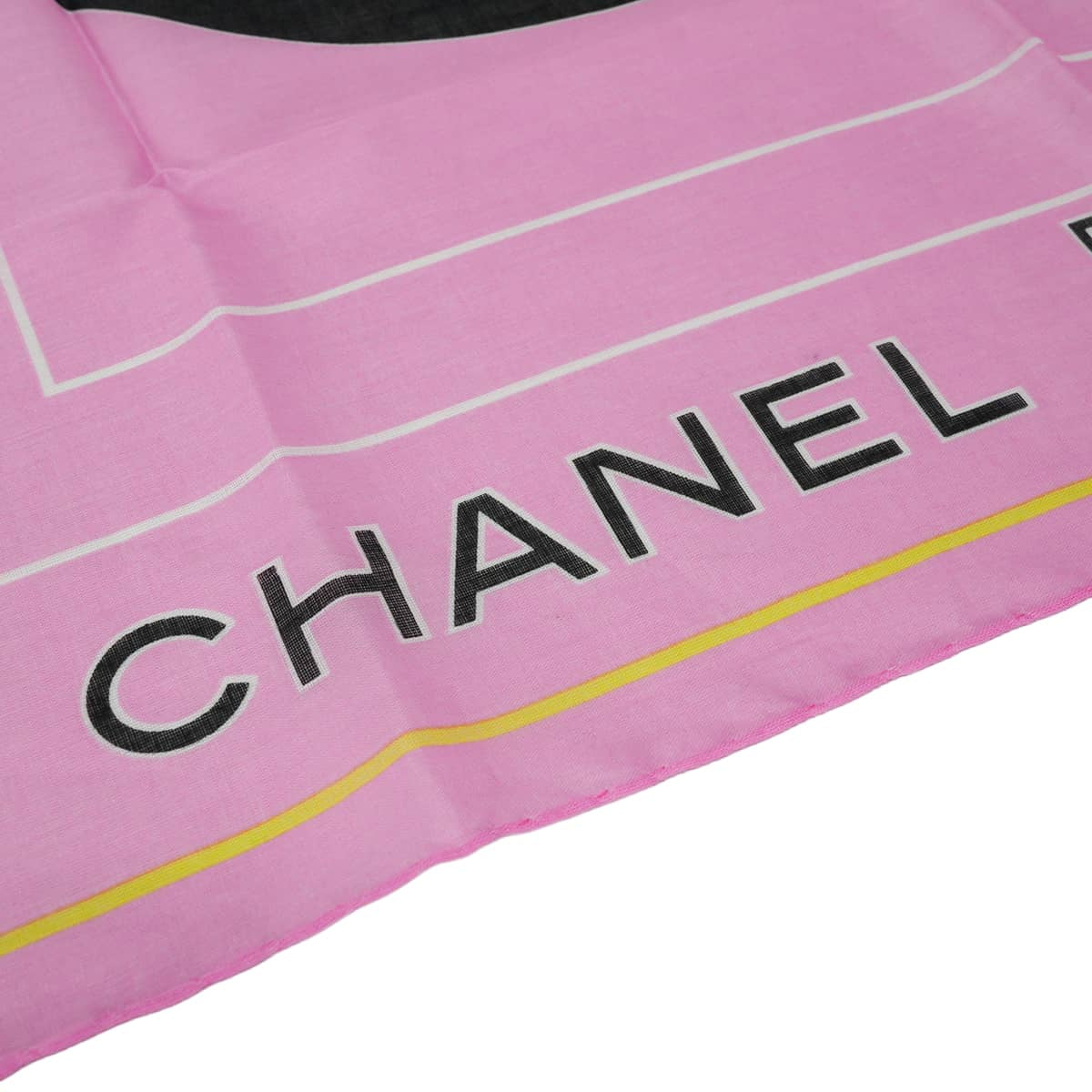 CHANEL scarf Bandana COCO Mark Logo Pink/Noir (Black) Cotton[EXCELLENT][Authentic]