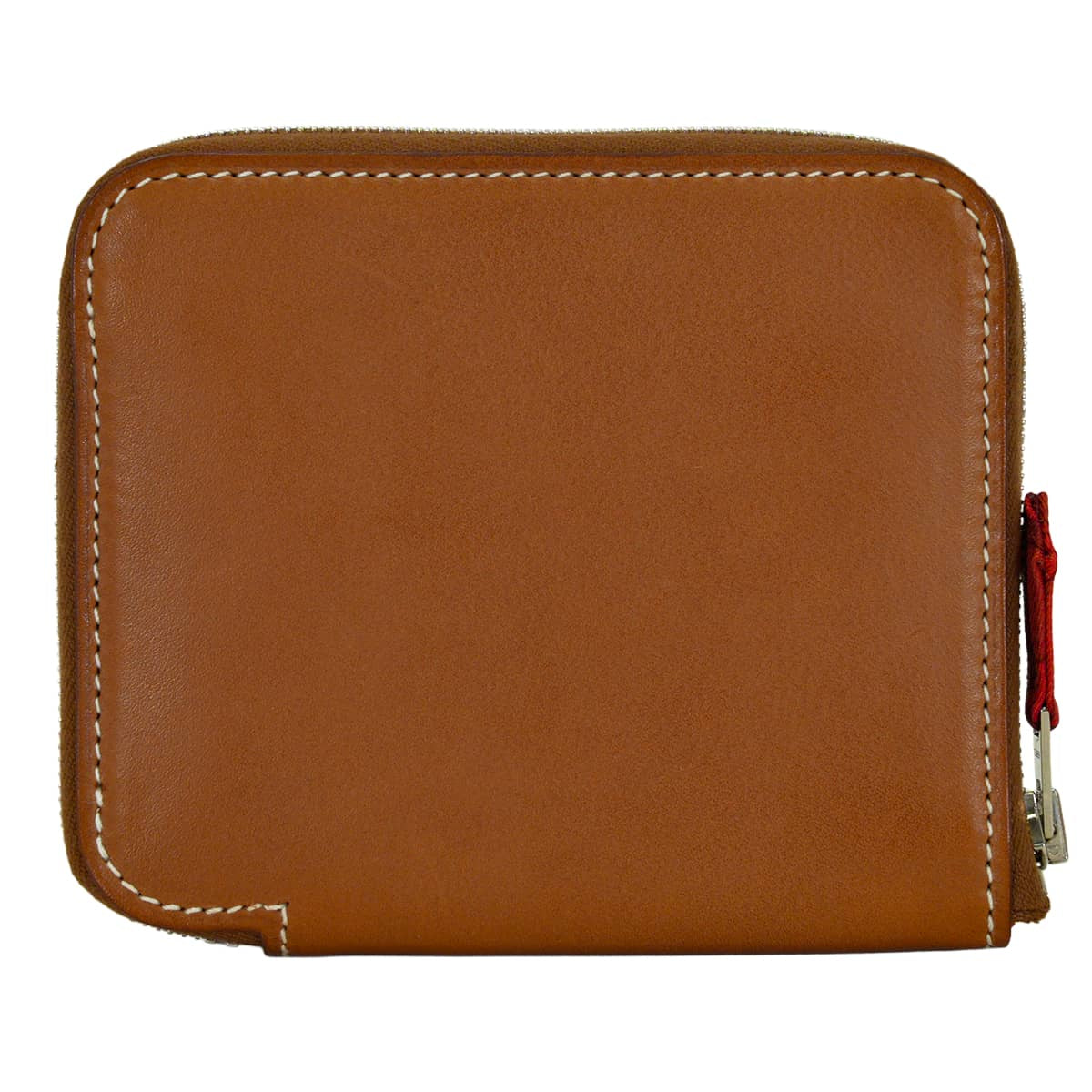 HERMES Bi-fold wallet Azap Silk'in Compact Collier de Chien Fauve/Brique Veau Barenia/Silk Silver HW Stamp □R[EXCELLENT][Authentic]