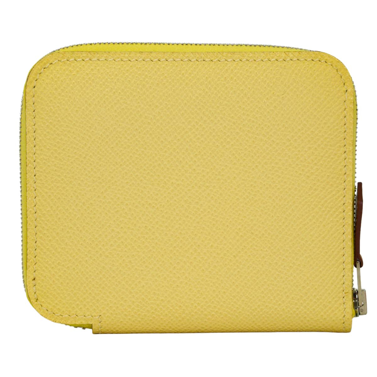 HERMES Bi-fold wallet Azap Silk'in Compact Della Cavalleria Jaune Poussin/Bleu Paon Veau Epsom/Veau Barenia/Silk Silver HW Stamp X[EXCELLENT][Authentic]