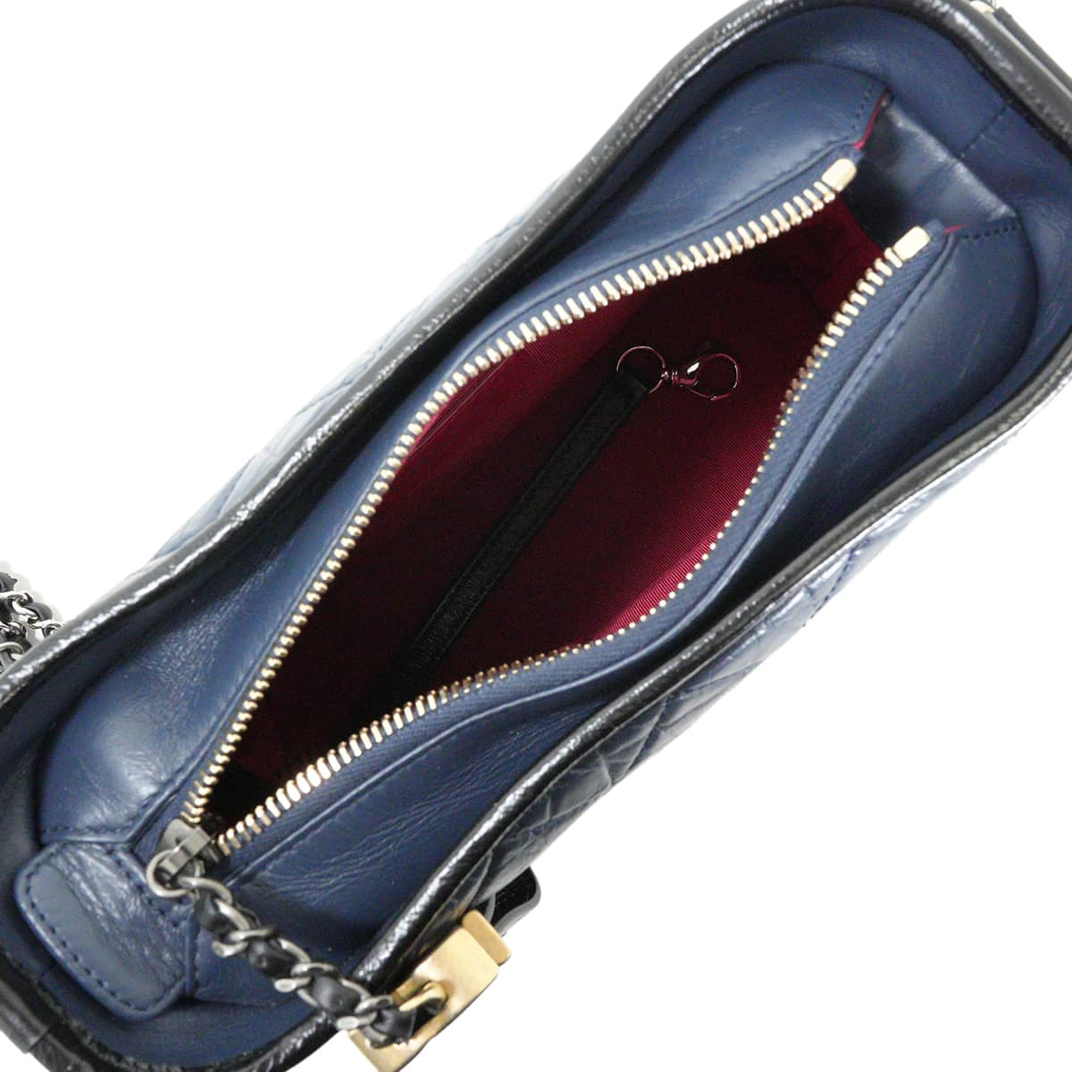 CHANEL Shoulder bag Gabrielle de Chanel Small Chain Hobo Navy/Noir (Black) Aged calfskin Metal Silver HW Gold HW A91810[EXCELLENT][Authentic]