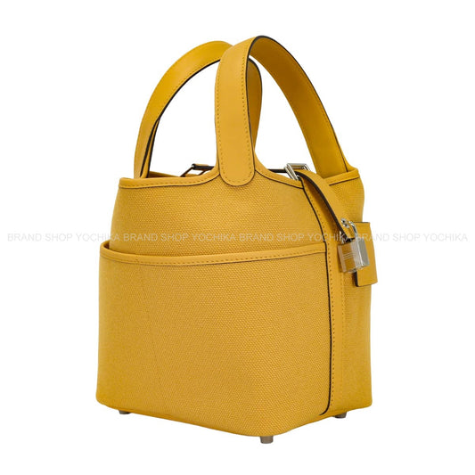 HERMES Handbag Picotin Lock 18 PM Cargo Paille Veau Swift/Toile Goeland Silver HW Stamp G[BRAND NEW][Authentic]