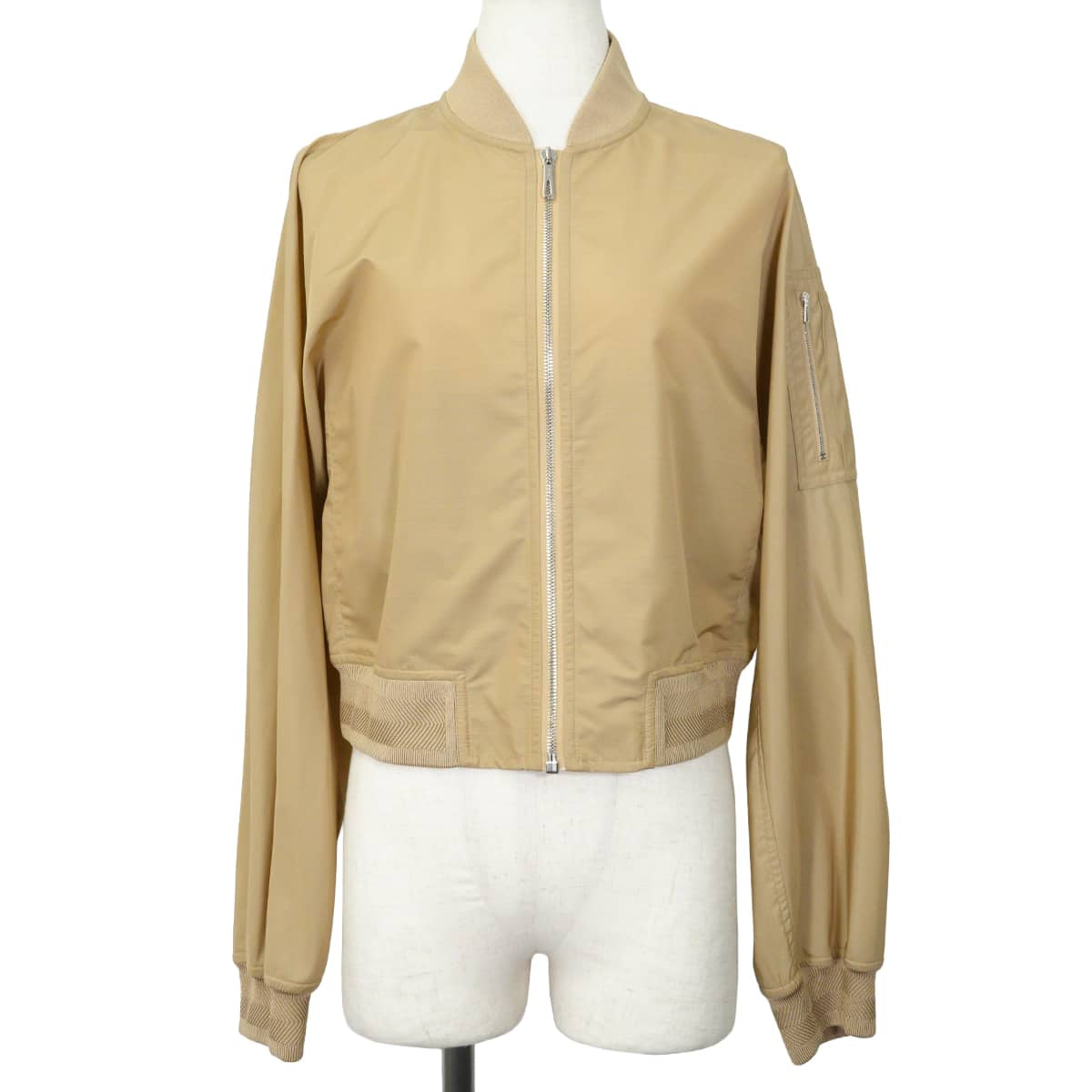 2025SS HERMES Long Gilet & Bomber Jacket Zip Coat 3way Sellier buttons Beige Nylon/Wool #38 Silver HW H5E0117D LGILET[EXCELLENT][Authentic]