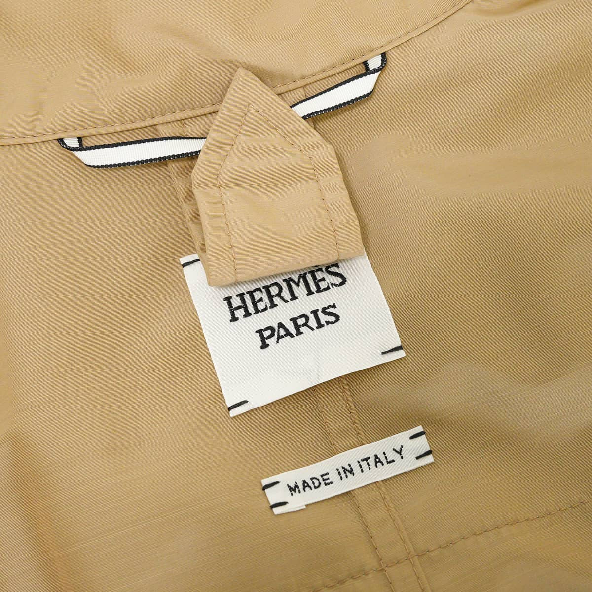 2025SS HERMES Long Gilet & Bomber Jacket Zip Coat 3way Sellier buttons Beige Nylon/Wool #38 Silver HW H5E0117D LGILET[EXCELLENT][Authentic]