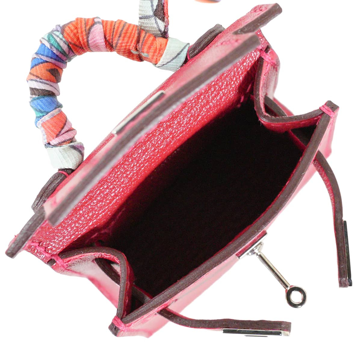 HERMES bag charm Kelly Twilly Rouge Vif Veau Tadelakt Silver HW Stamp Y[ALMOST NEW][Authentic]