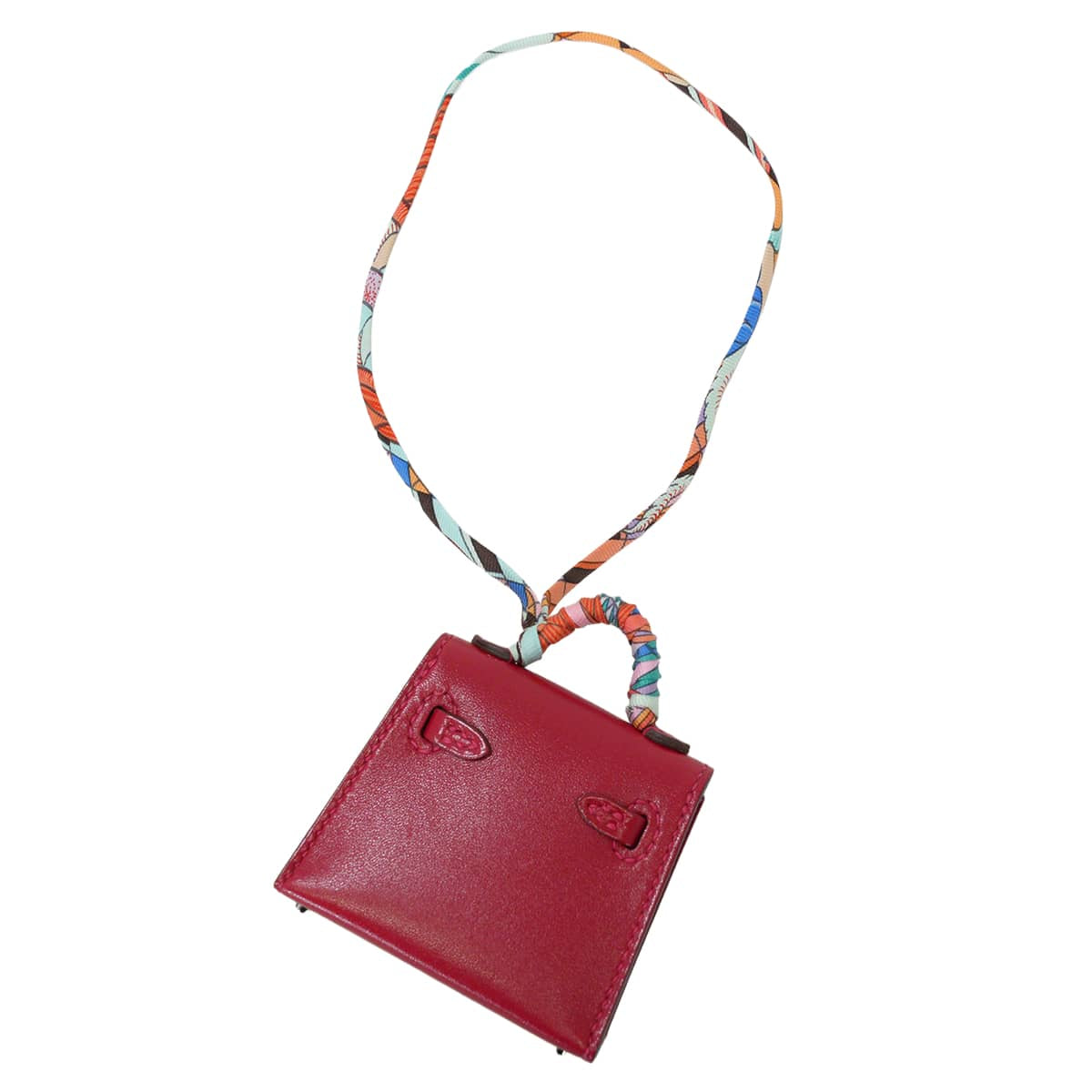 HERMES bag charm Kelly Twilly Rouge Vif Veau Tadelakt Silver HW Stamp Y[ALMOST NEW][Authentic]