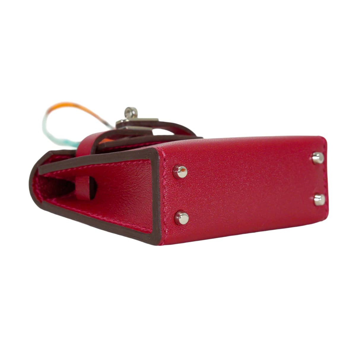 HERMES bag charm Kelly Twilly Rouge Vif Veau Tadelakt Silver HW Stamp Y[ALMOST NEW][Authentic]
