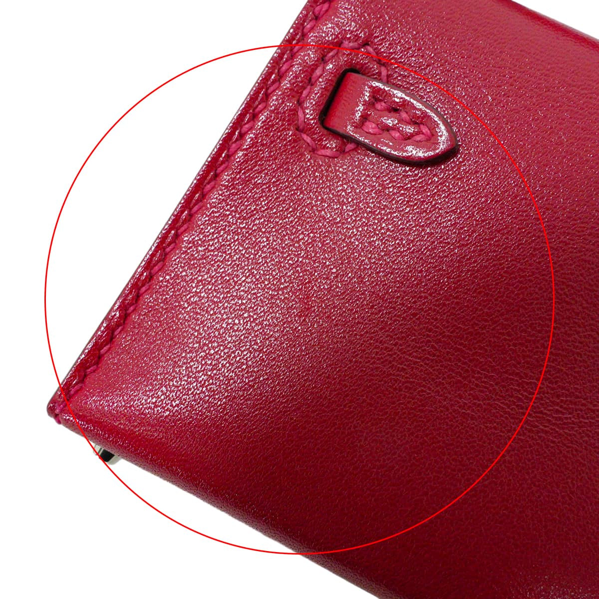HERMES bag charm Kelly Twilly Rouge Vif Veau Tadelakt Silver HW Stamp Y[ALMOST NEW][Authentic]