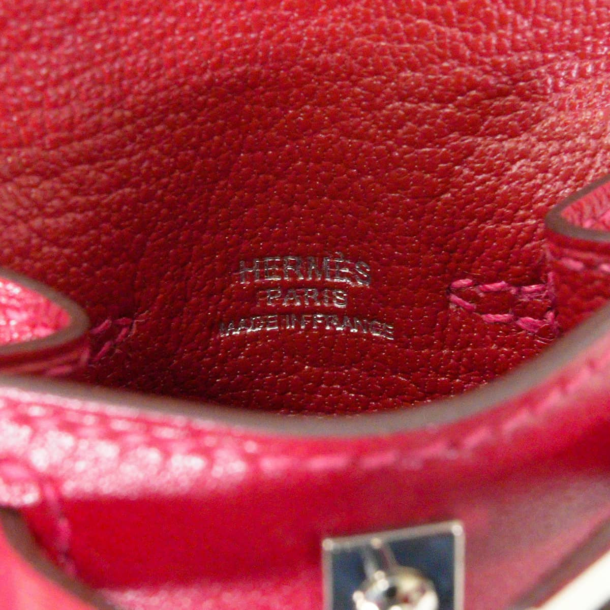 HERMES bag charm Kelly Twilly Rouge Vif Veau Tadelakt Silver HW Stamp Y[ALMOST NEW][Authentic]
