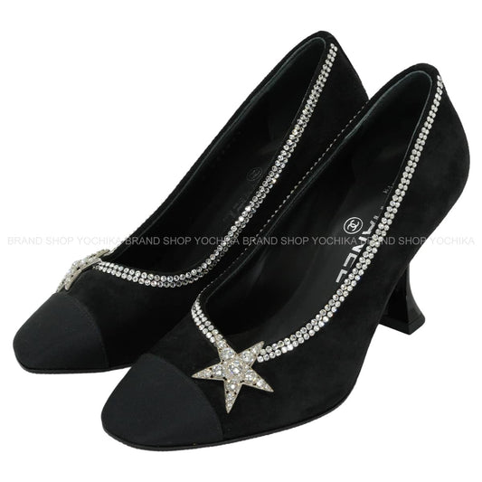 2020SS CHANEL pumps star motif Noir (Black) Suede/Rhinestone #35C G35827[EXCELLENT][Authentic]