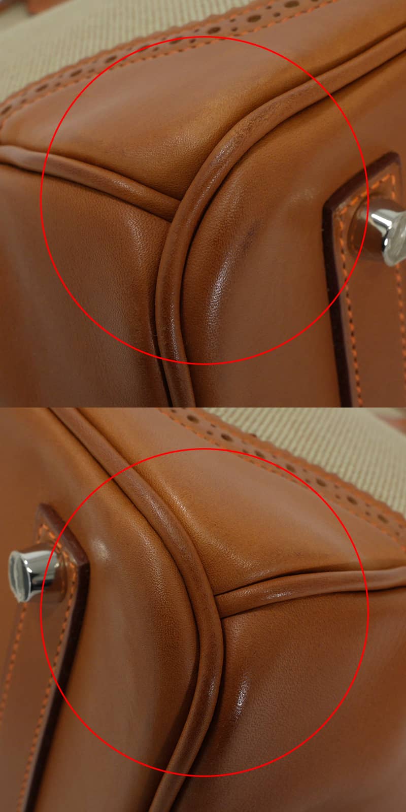 [Pre-loved] HERMES Handbag Birkin35 Ghillies Fauve/Ecru Veau Barenia/Toile H Mat Silver HW Stamp □Q[LIKE NEW][Authentic]